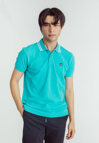 Sebastian Teal Classic Stripes Polo with Woven Patch Embroidery - Mossimo PH