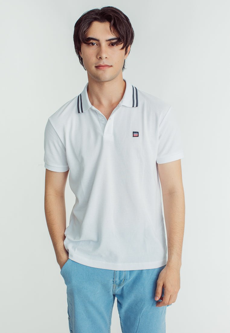 Sebastian White Classic Stripes Polo with Woven Patch Embroidery - Mossimo PH