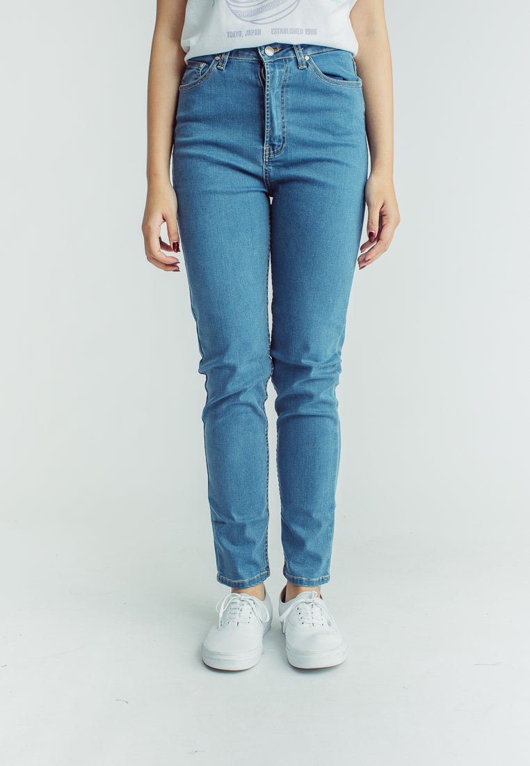 Selena Medium Blue Womens Five Pocket Mom Slim High Jeans - Mossimo PH