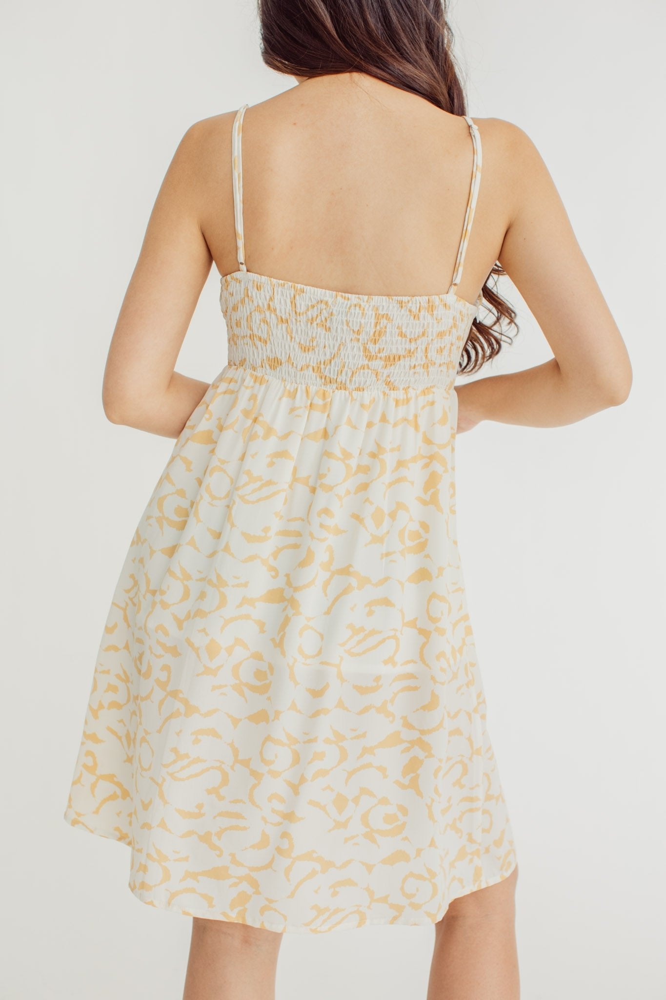 Shaina Ochre Square Neck Dress with Front Slit - Mossimo PH