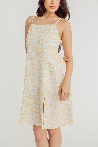 Shaina Ochre Square Neck Dress with Front Slit - Mossimo PH