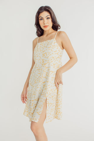 Shaina Ochre Square Neck Dress with Front Slit - Mossimo PH