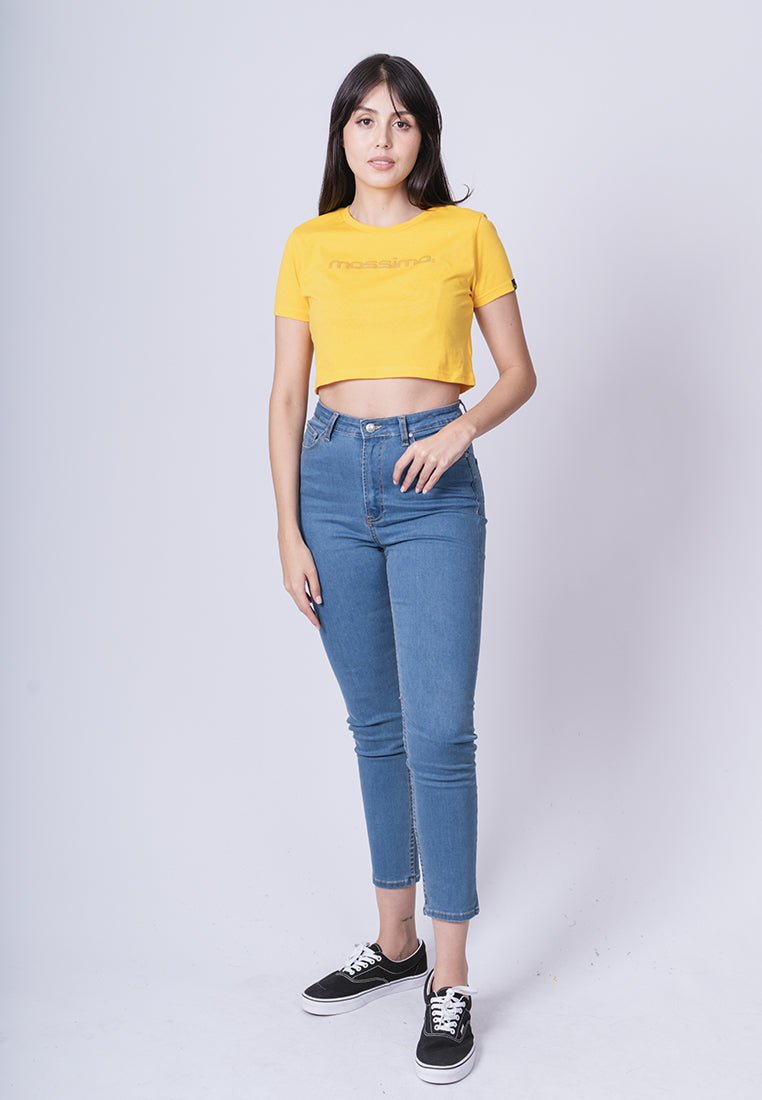 Spectra Yellow with Mossimo Minimal Branding with Embossed print Super Cropped Fit Tee - Mossimo PH