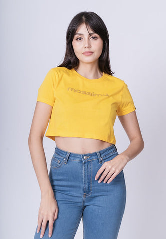 Spectra Yellow with Mossimo Minimal Branding with Embossed print Super Cropped Fit Tee - Mossimo PH