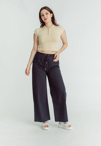 Stacy Black Wide Leg High Waist with Drawstring on Waistband - Mossimo PH