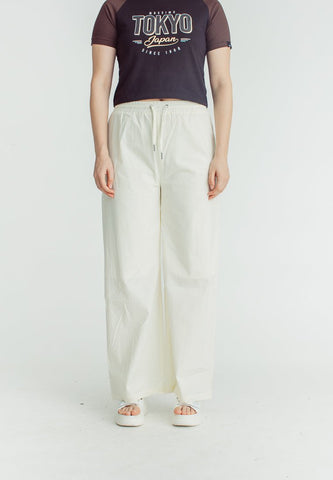 Stacy Cream Wide Leg High Waist with Drawstring on Waistband - Mossimo PH