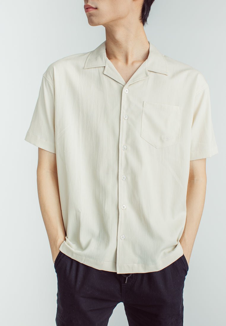 Troy Beige Fashion Button Down with Embroidery - Mossimo PH