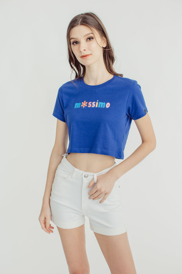 Twilight blue with Mossimo Multi Colored Branding Vintage Cropped Fit Tee - Mossimo PH