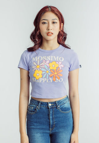 Violet Tulip Premium Mossimo Supply Co. Florals with Discharged Print New Generation Cropped Fit Tee - Mossimo PH