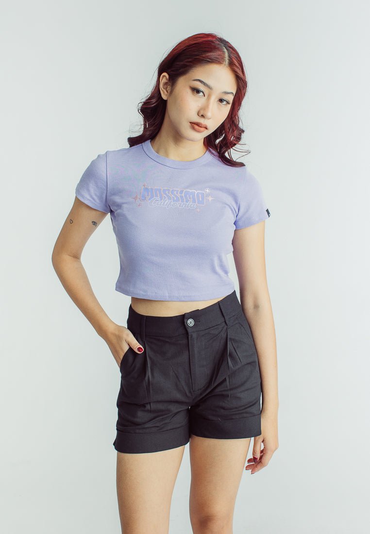 Violet Tulip Premium with Mossimo Cali Flat and High Density Shimmer Print New Generation Cropped Fit Tee - Mossimo PH