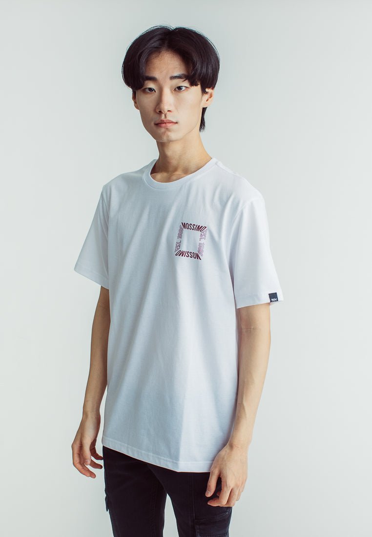 White Basic Round Neck Comfort Fit Tee with Back Flat Print - Mossimo PH