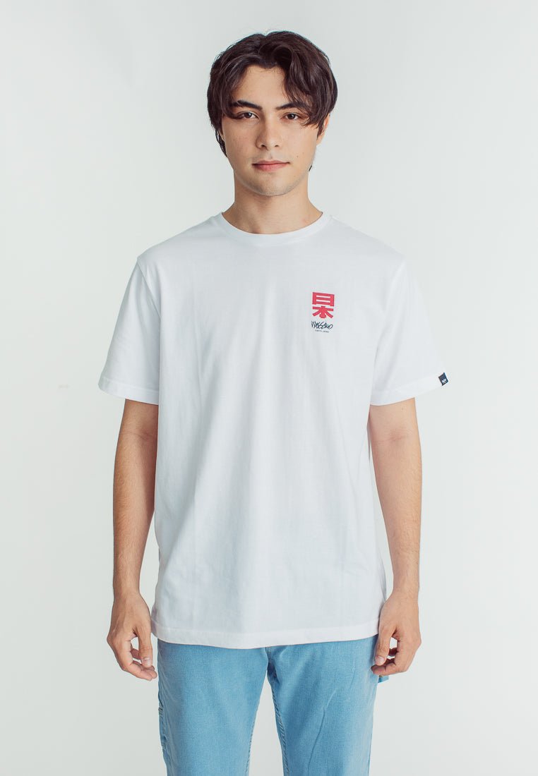 White Basic Round Neck Modern Fit Tee with Flat Print - Mossimo PH