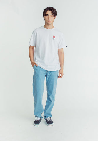 White Basic Round Neck Modern Fit Tee with Flat Print - Mossimo PH