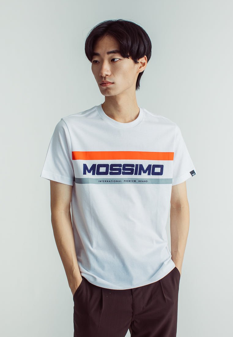 White Basic Round Neck Muscle Fit Tee with Flat Print - Mossimo PH