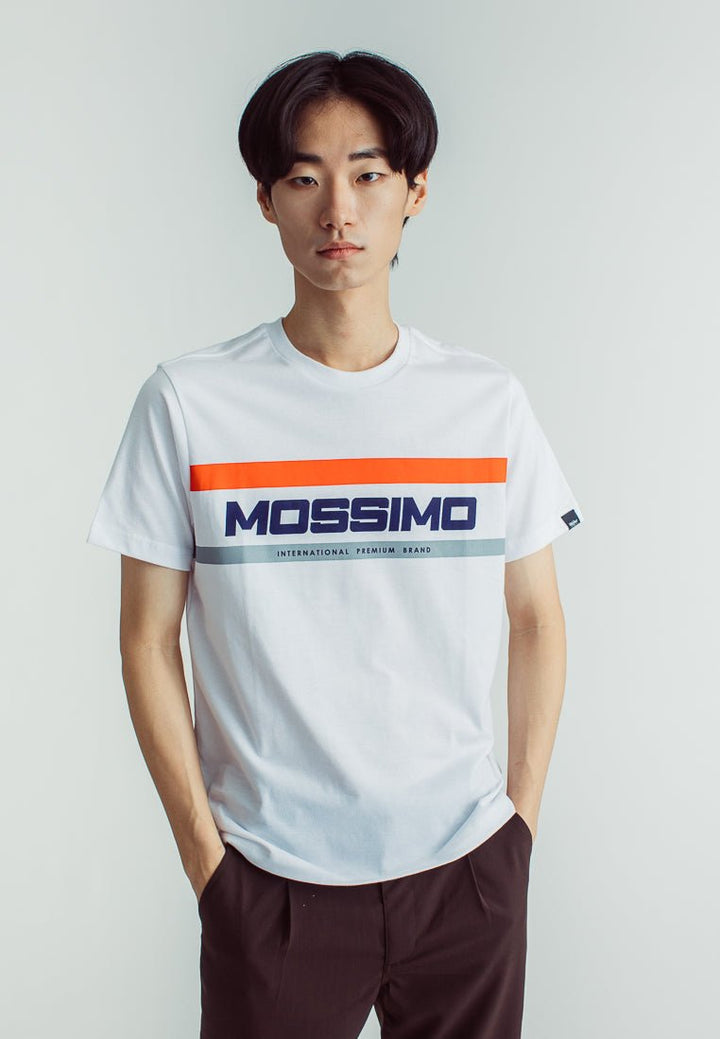White Basic Round Neck Muscle Fit Tee with Flat Print - Mossimo PH