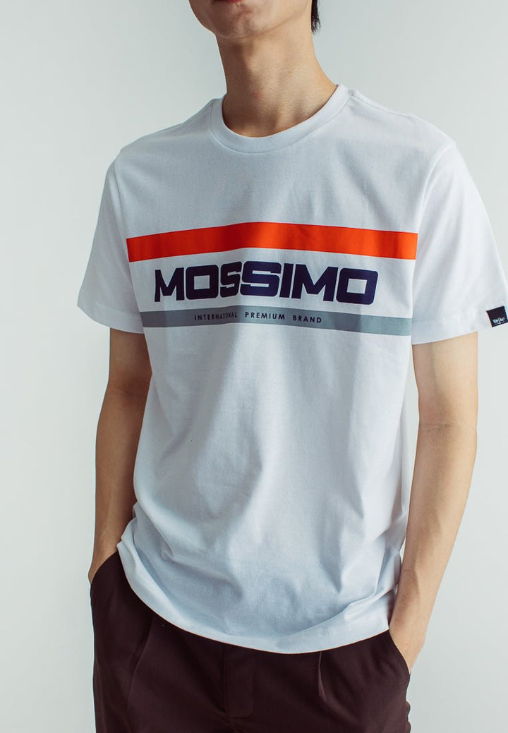 White Basic Round Neck Muscle Fit Tee with Flat Print - Mossimo PH