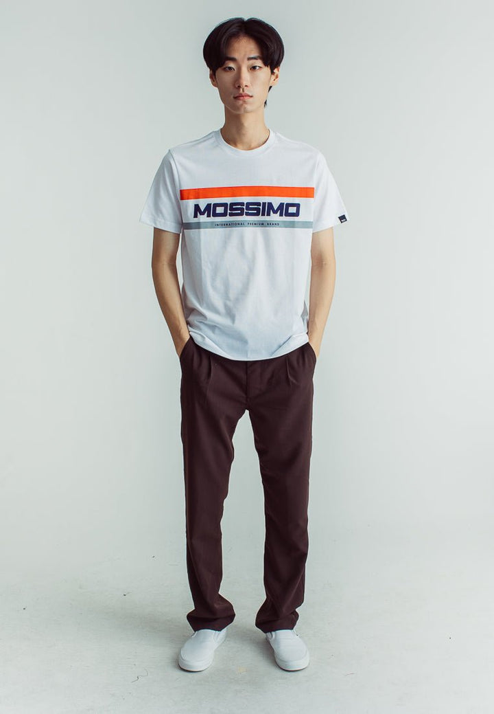 White Basic Round Neck Muscle Fit Tee with Flat Print - Mossimo PH