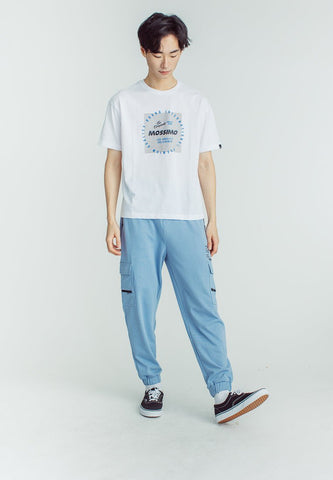 White Basic Round Neck Urban Fit Tee with Flat Print - Mossimo PH