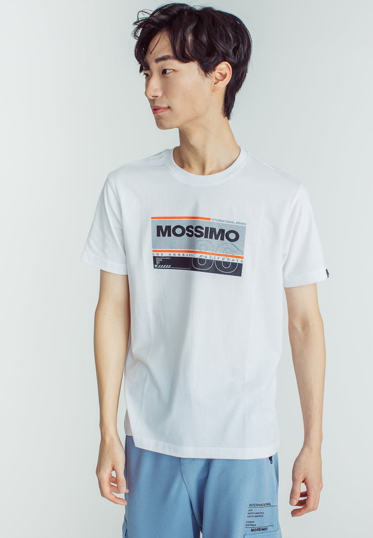 White Basic Round Neck with Flat print Muscle Fit Tee - Mossimo PH