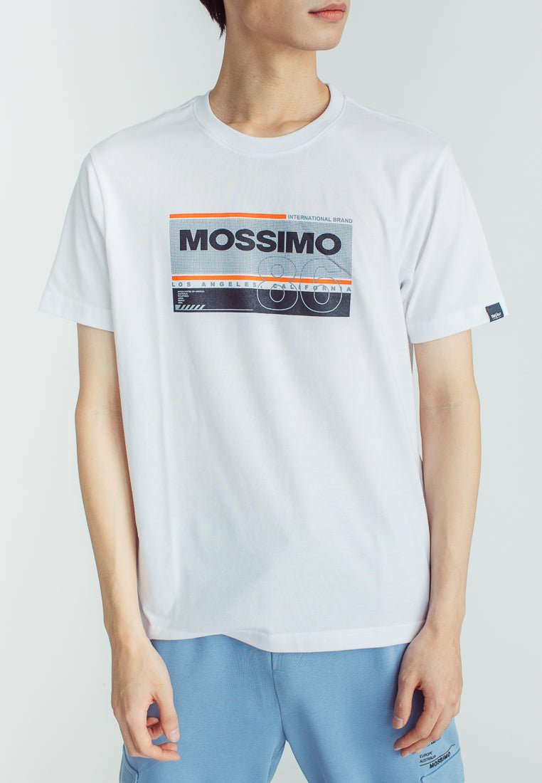 White Basic Round Neck with Flat print Muscle Fit Tee - Mossimo PH