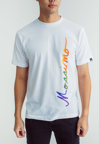 White Basic Round Neck with Gradient Flat Print Comfort Fit Tee - Mossimo PH