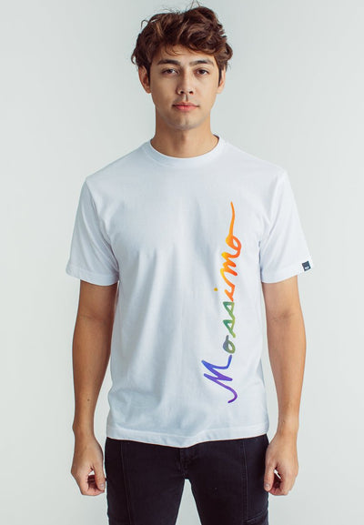 White Basic Round Neck with Gradient Flat Print Comfort Fit Tee - Mossimo PH