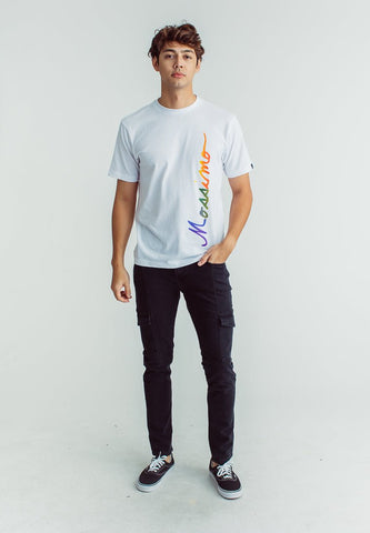 White Basic Round Neck with Gradient Flat Print Comfort Fit Tee - Mossimo PH