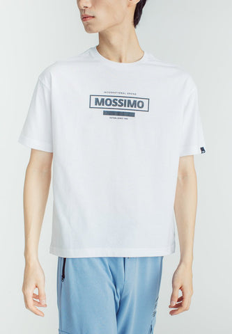 White Basic Round Neck with Hologram and Flat Print big Branding Urban Fit Tee - Mossimo PH