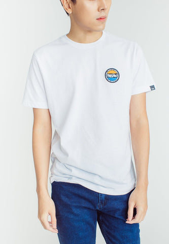 White Basic Round Neck with Small Patch Embroidery Branding Muscle Fit Tee - Mossimo PH