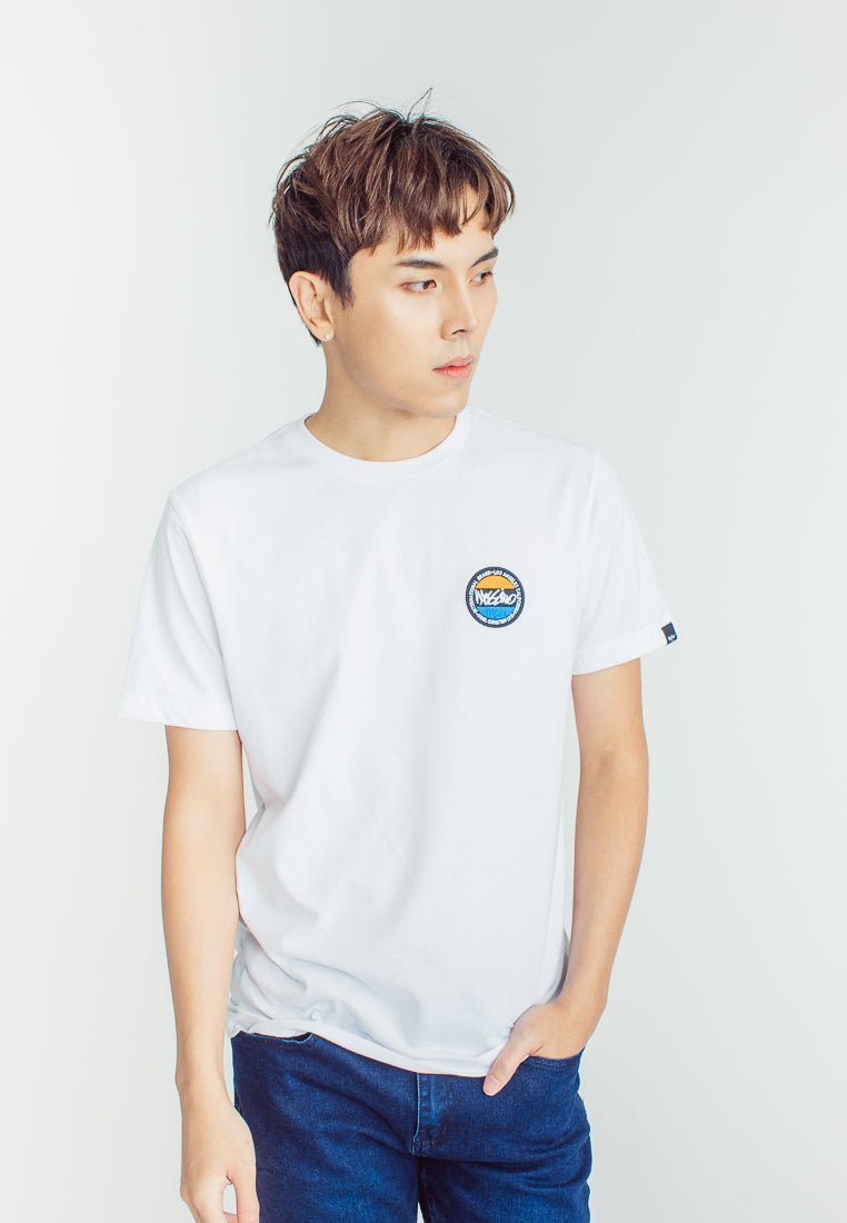 White Basic Round Neck with Small Patch Embroidery Branding Muscle Fit Tee - Mossimo PH