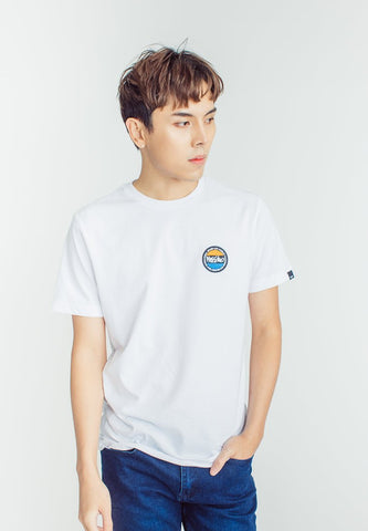 White Basic Round Neck with Small Patch Embroidery Branding Muscle Fit Tee - Mossimo PH