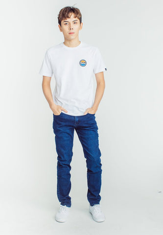 White Basic Round Neck with Small Patch Embroidery Branding Muscle Fit Tee - Mossimo PH