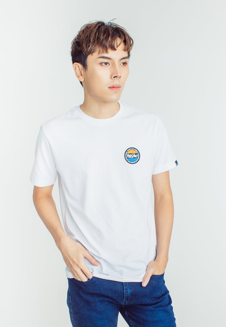 White Basic Round Neck with Small Patch Embroidery Branding Muscle Fit Tee - Mossimo PH