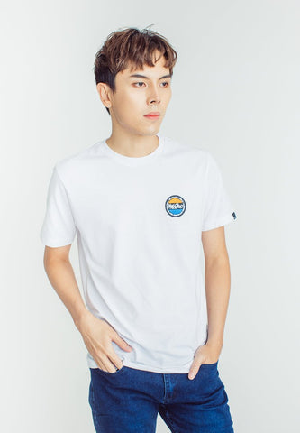 White Basic Round Neck with Small Patch Embroidery Branding Muscle Fit Tee - Mossimo PH