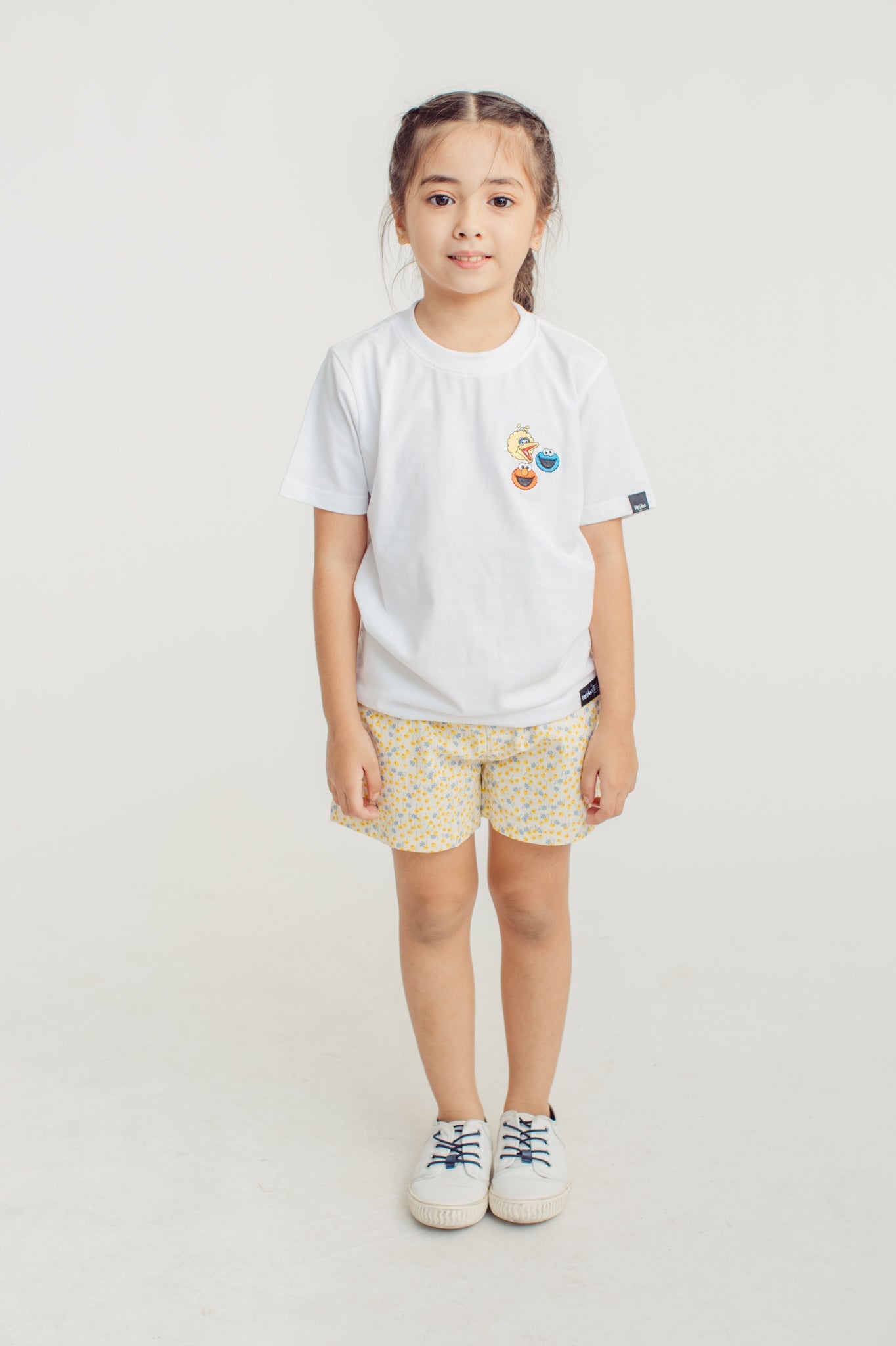 White Basic Tshirt with Elmo, Cookie Monster, and Big Bird Embroidery - Mossimo PH