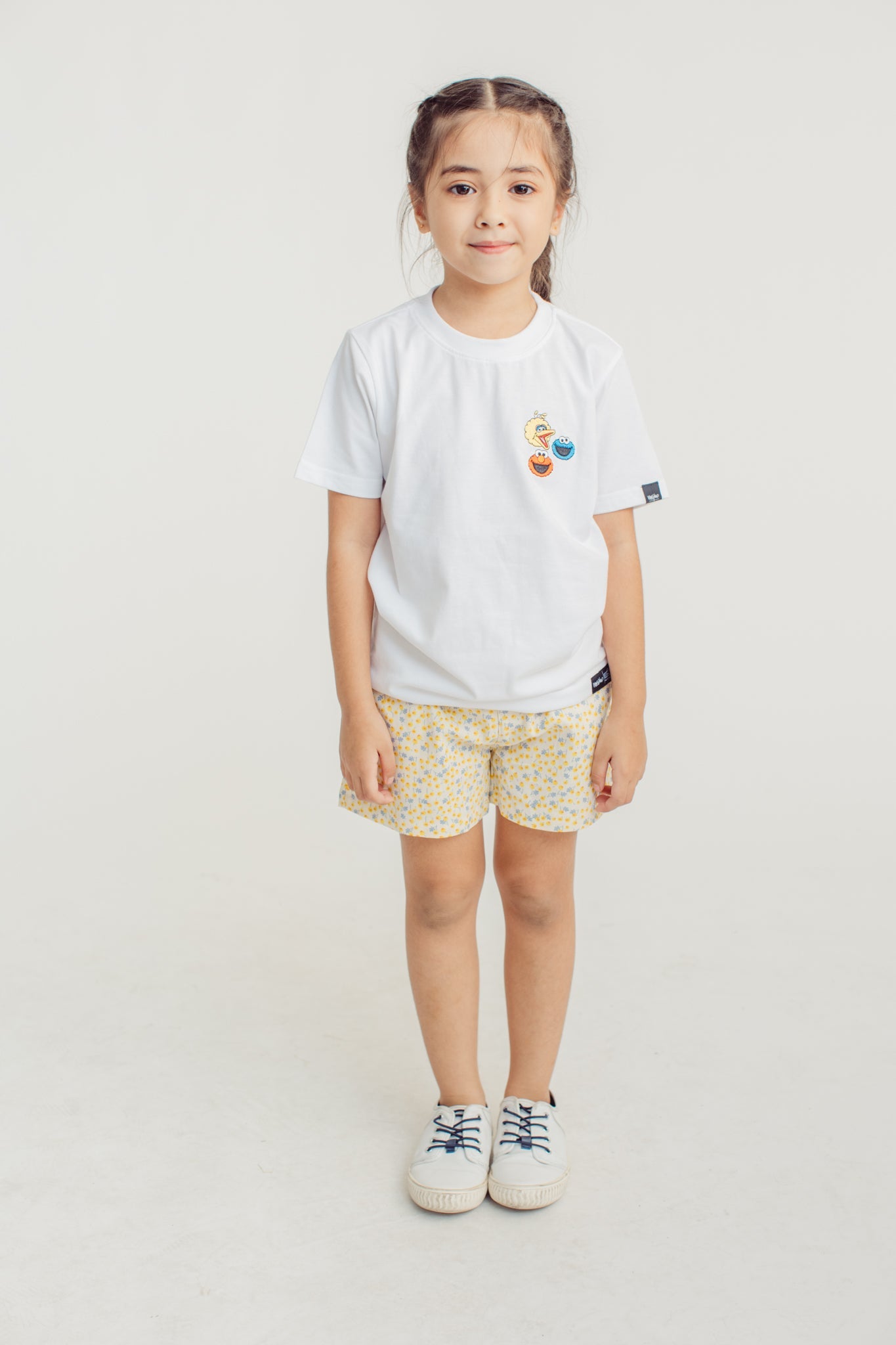 White Basic Tshirt with Elmo, Cookie Monster, and Big Bird Embroidery - Mossimo PH