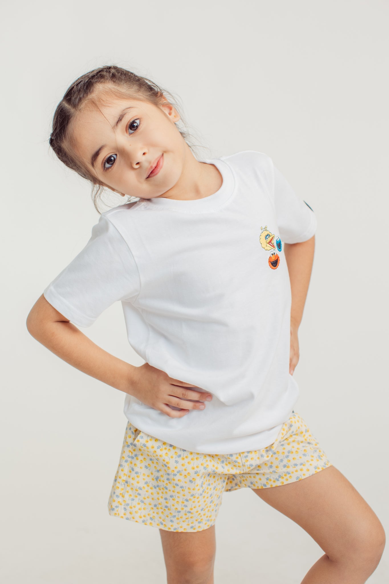 White Basic Tshirt with Elmo, Cookie Monster, and Big Bird Embroidery - Mossimo PH