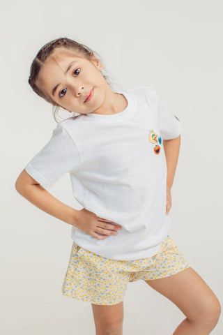 White Basic Tshirt with Elmo, Cookie Monster, and Big Bird Embroidery - Mossimo PH