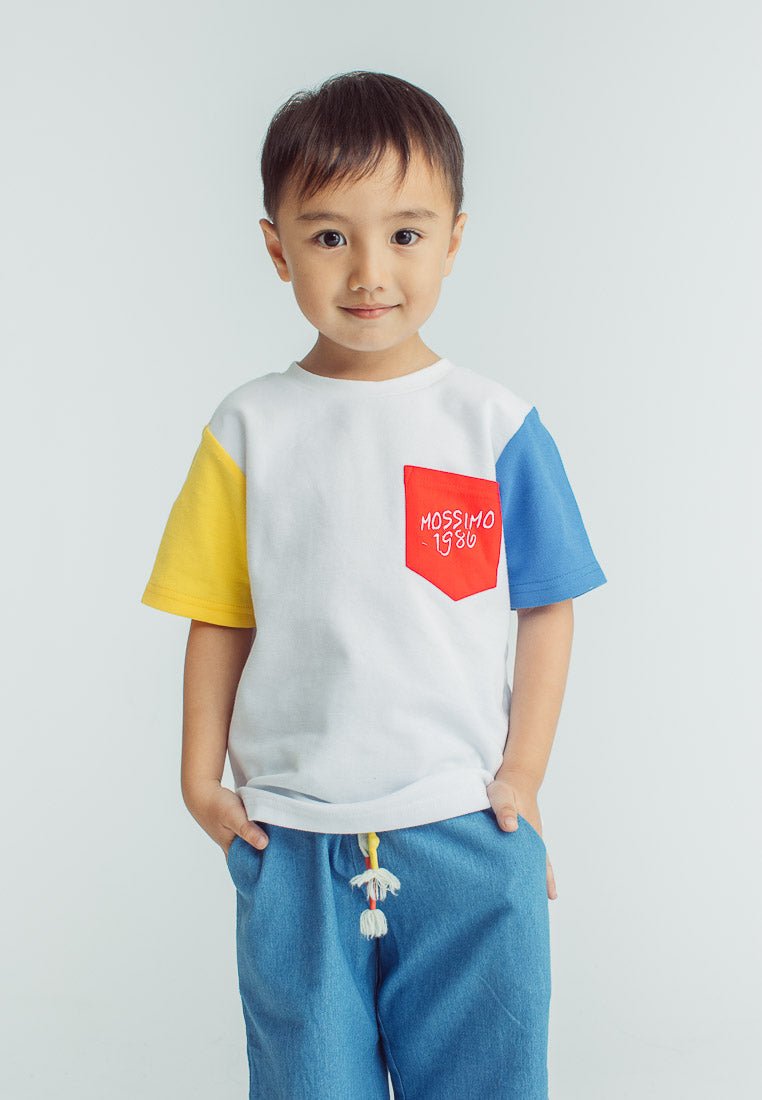 White Blue Color Block Shirt with Denim Short - Mossimo PH