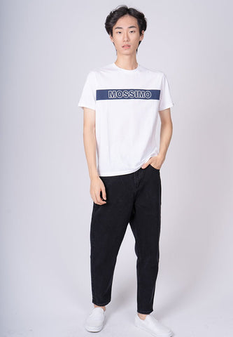White Classic Fit Basic Round Neck Tee with Flat Print - Mossimo PH