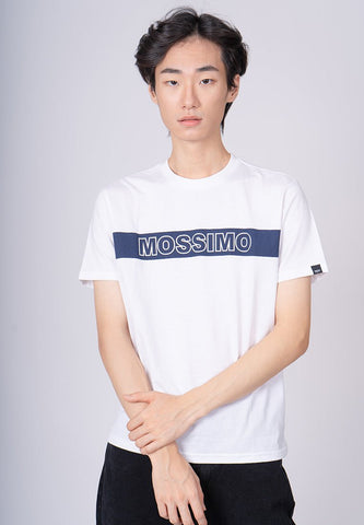 White Classic Fit Basic Round Neck Tee with Flat Print - Mossimo PH