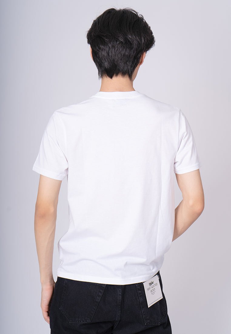 White Classic Fit Basic Round Neck Tee with Flat Print - Mossimo PH