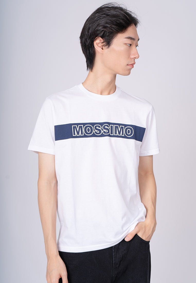 White Classic Fit Basic Round Neck Tee with Flat Print - Mossimo PH