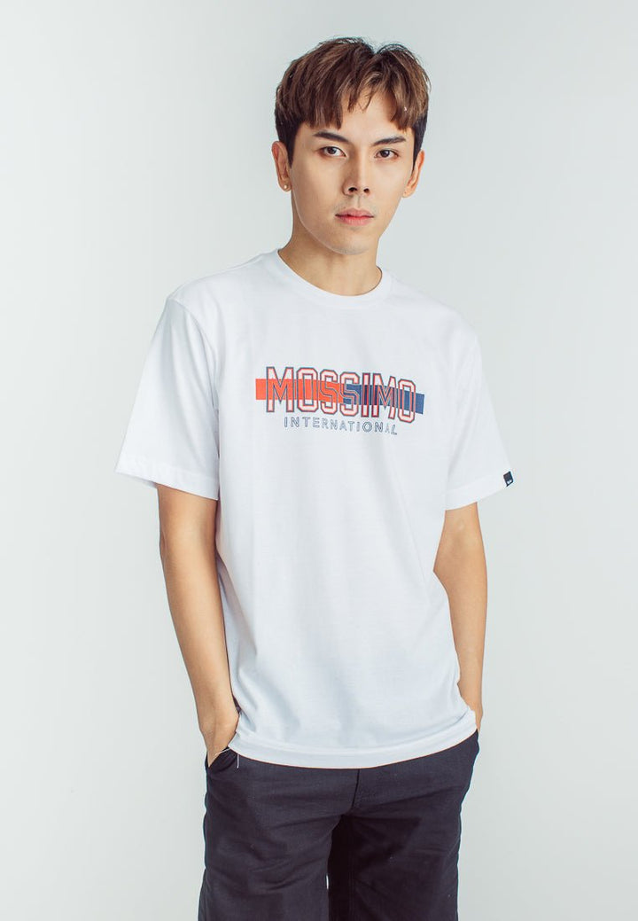White Comfort Fit Basic Round Neck Tee with Flat Print - Mossimo PH