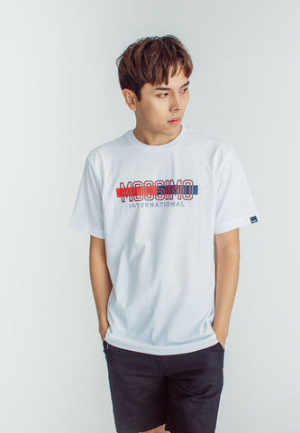 White Comfort Fit Basic Round Neck Tee with Flat Print - Mossimo PH