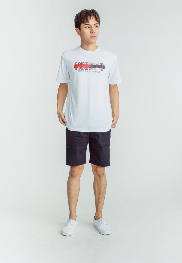 White Comfort Fit Basic Round Neck Tee with Flat Print - Mossimo PH