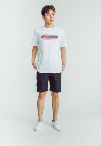 White Comfort Fit Basic Round Neck Tee with Flat Print - Mossimo PH