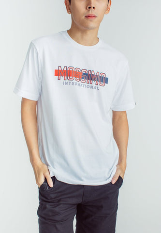 White Comfort Fit Basic Round Neck Tee with Flat Print - Mossimo PH
