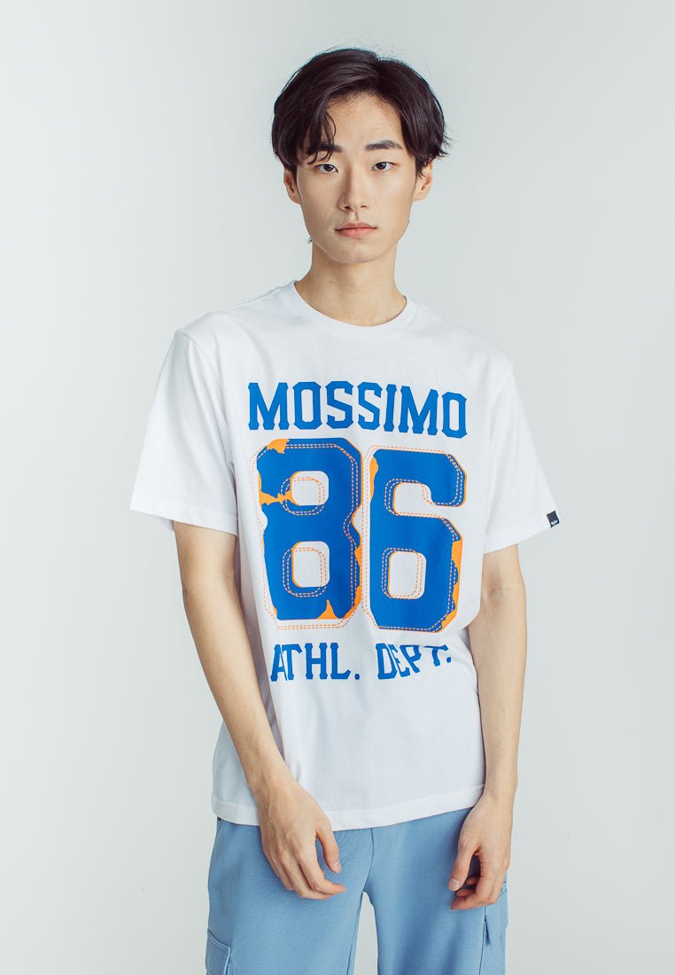 White Comfort Fit Basic Round Neck Tee With High Density and Flat Print - Mossimo PH