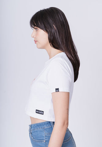 White Elmo with Patterned Heart Soft Touch and High Density Print Super Cropped Fit Tee - Mossimo PH